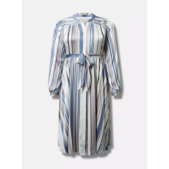 Torrid Long Sleeve Midi Flat Charm Shirt dress striped multicolor size 3X - Picture 1 of 8